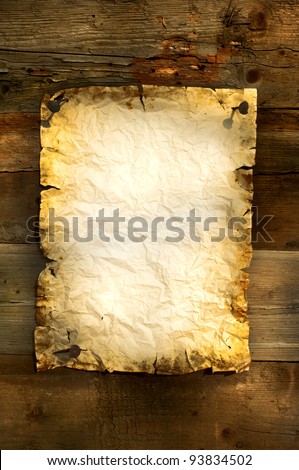 old paper on wooden board background vertical