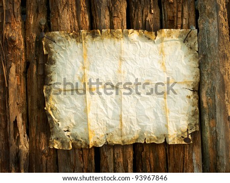 crumpled paper folds with frame on board horizontal