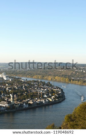 Koblenz (also Coblenz in English and Coblence in English and French), German city in Rhineland-Palatinate, situated on both banks of the Rhine at its confluence with the Moselle.