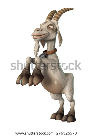 3D digital render of a cartoon goat isolated on white background