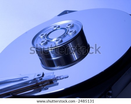 Open hard drive in violet colors
