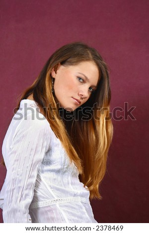 Photo-session in studio of the young  girl