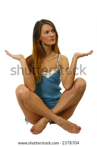 The girl sitting in Turkish. A photographic studio
