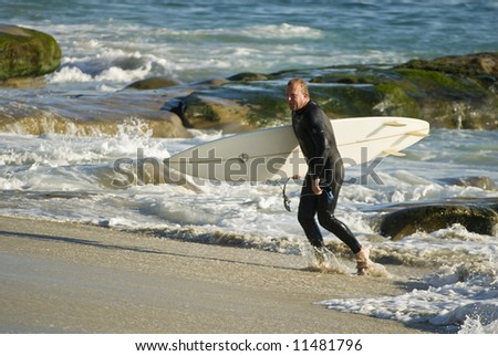 Older surfer, San Diego, California