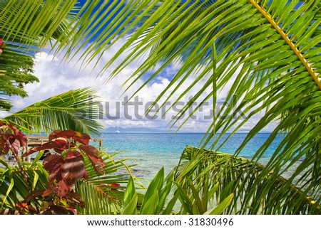 Tropical landscape, Huahine island, French Polynesia South Pacific