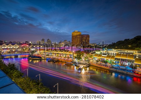 Clarke Quay at Singapore night : 31 JAN 2015