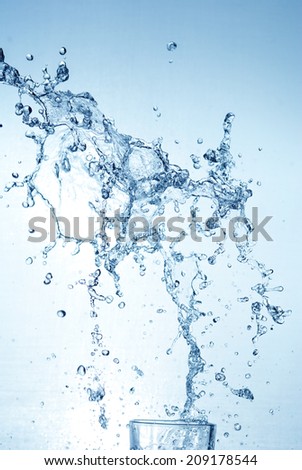 The splash splashing in the white background
