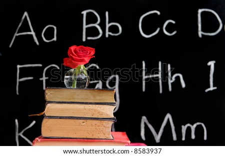 teacher appreciation - rose and a blackboard