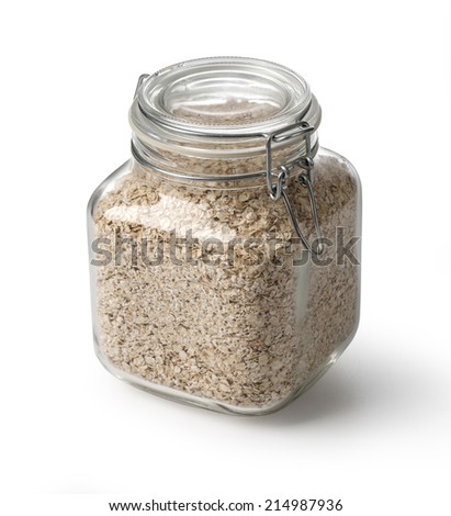 Mason Jar filled with Rolled Oats Jar filled with Rolled Oats with clipping path