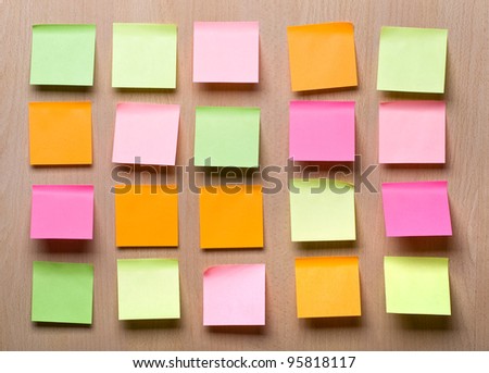 reminder notes on the bright color paper