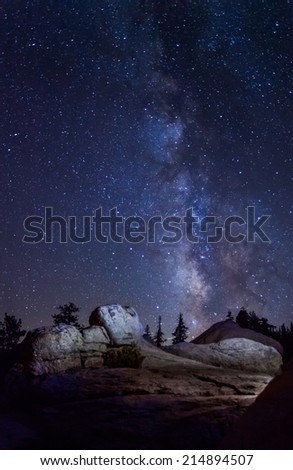 Spectacular view of the Milky Way at Glacier Point in Yosemite National Park