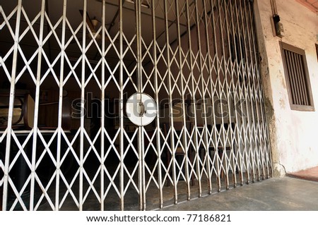 Old fashion sixties retro stainless steel grill door.