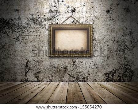 Vintage style grunge interior with a picture on the wall