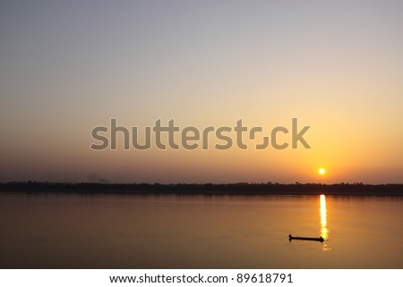 Khong river,the border between Thailand and Lao on sunrise time