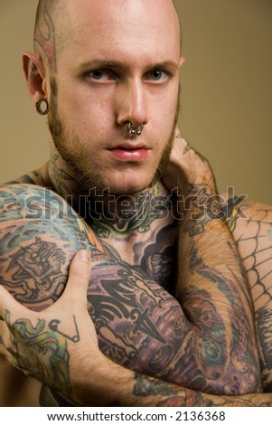 stock photo Tattooed male