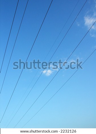 Electric current lines over sky background