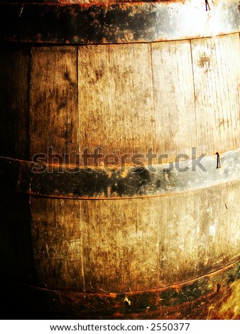 Old rusty wood barrel detail. Wine barrel