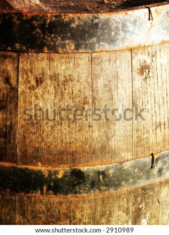 Old rusty wood barrel detail. Wine barrel