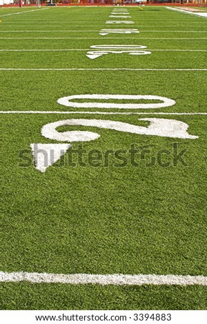 Detail of an American football field from player\'s perspective.
