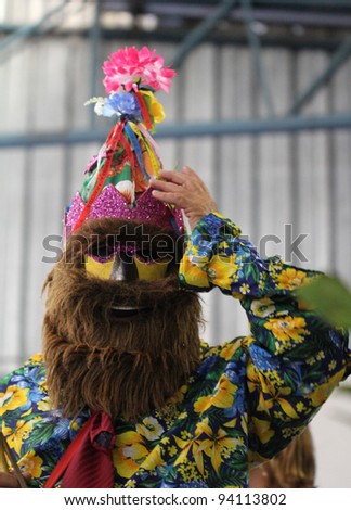 ASSIS, SAO PAULO, BRAZIL - JANUARY 28: An unidentified man in traditional fantasy at the annual religious party of \