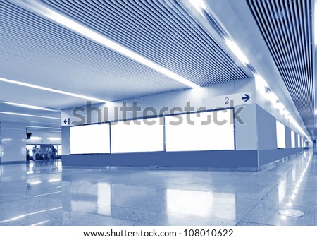 Stock Photo: Blank billboard in metro station
