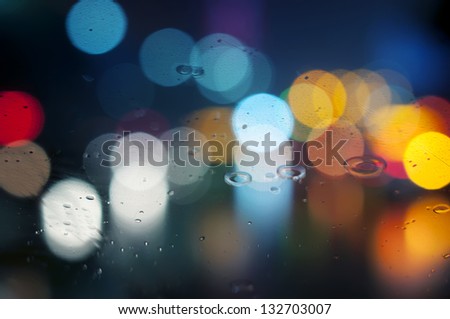 Wet the window with the background of the night city Wet the window with the background of the night city