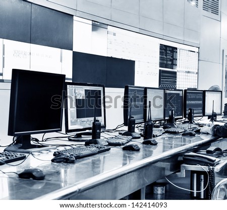 Modern Plant Control Room And Computer Monitors