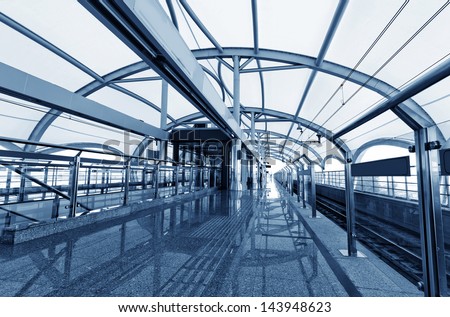 Modern Architecture of light rail station in shanghai china.
