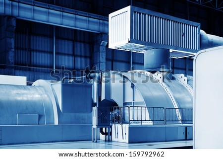 Thermal power plant piping and instrumentation, modern factory machinery.