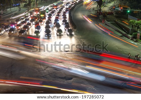 traffic on junction in city