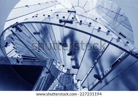 Modern Glass Staircase Silhouette of walking People in shanghai china