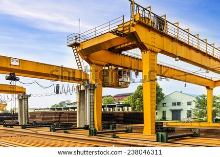 Wharves, bridge cranes and rails.