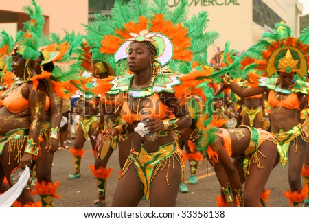 KINGSTOWN - JULY 7: Revelers enjoys Carnival, one of the largest cultural events in the Caribbean  July 7, 2009 in Kingstown, St Vincent & the Grenadines.
