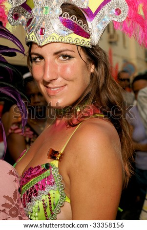 KINGSTOWN - JULY 7: Reveler enjoys Carnival, one of the largest cultural events in the Caribbean  July 7, 2009 in Kingstown, St Vincent & the Grenadines.