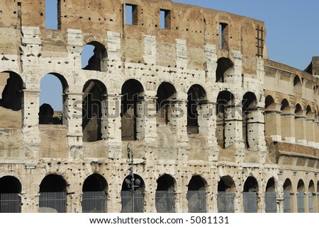 close up of the colosseum, symbol of the roman empire, rome italy