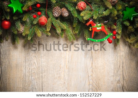 vintage christmas decoration over old wooden background