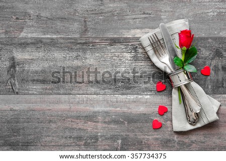 Valentines day table place setting. Holidays background