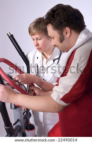 doctor checks the medical result of training