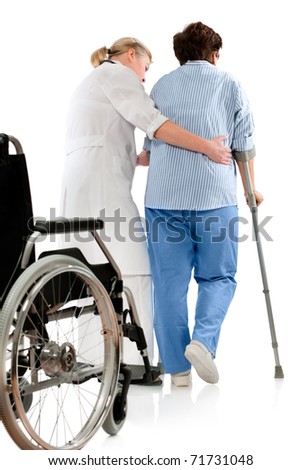 crutches woman