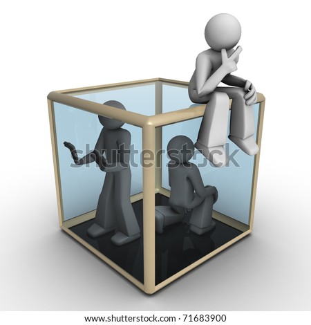 images of people thinking. stock photo : Three Dimensional People - Thinking Outside the Box