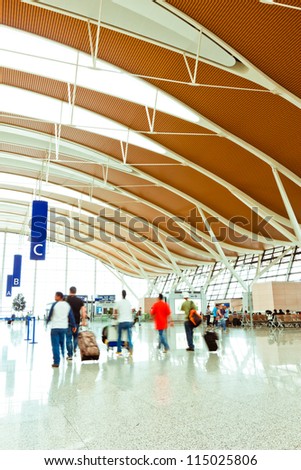 interior of the modern architectural in shanghai  airport.
