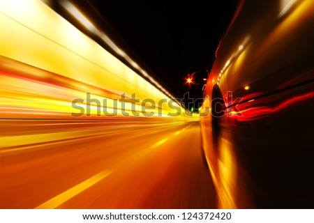 High-speed car in the tunnel, Motion Blur