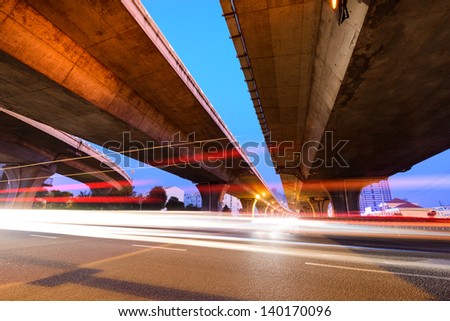 Beautiful landscape in the night overpass