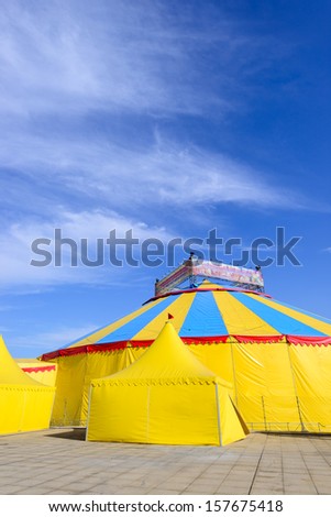 Construction circus at festivals , with tent and show
