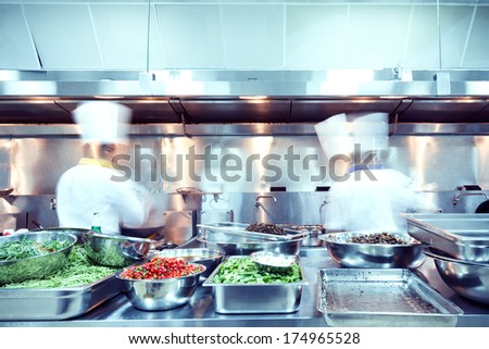 Motion Chefs Of A Restaurant Kitchen