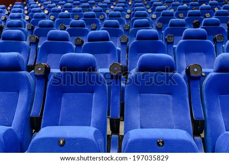 Empty movie theater with Blue seats