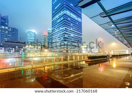 High-rises in Shanghai\'s new Pudong banking and business district, across the Huangpu river from the old city