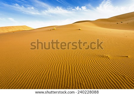 desert landscape with blue sky. Dunes background