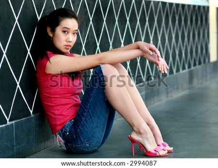stock photo Pretty teen in heels