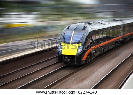 Fast moving modern train